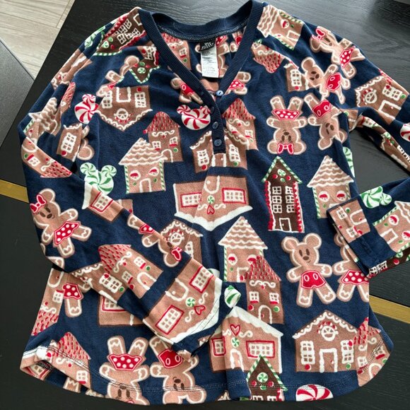 Disney 2 Pc. Pajama Set Gingerbread Mickey & Minnie Size Small EUC - Picture 6 of 8